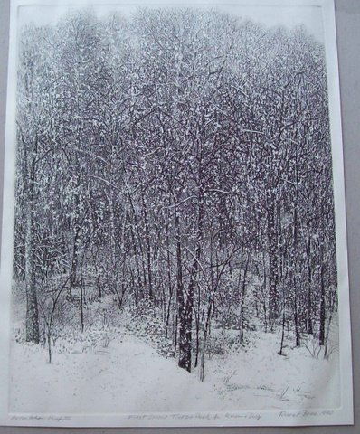 Art -: First Snow Tuxedo Park by Robert Bero - 1990 - Presentation Proof III for Karen and Doug.