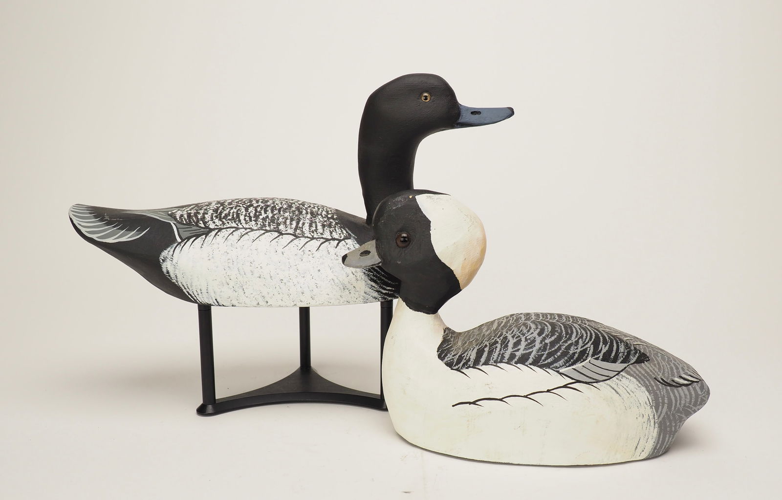 Two Tim Lawson Decoys: Tim LawsonManchester, IA12.75" long & 9.75" longMarked by maker.