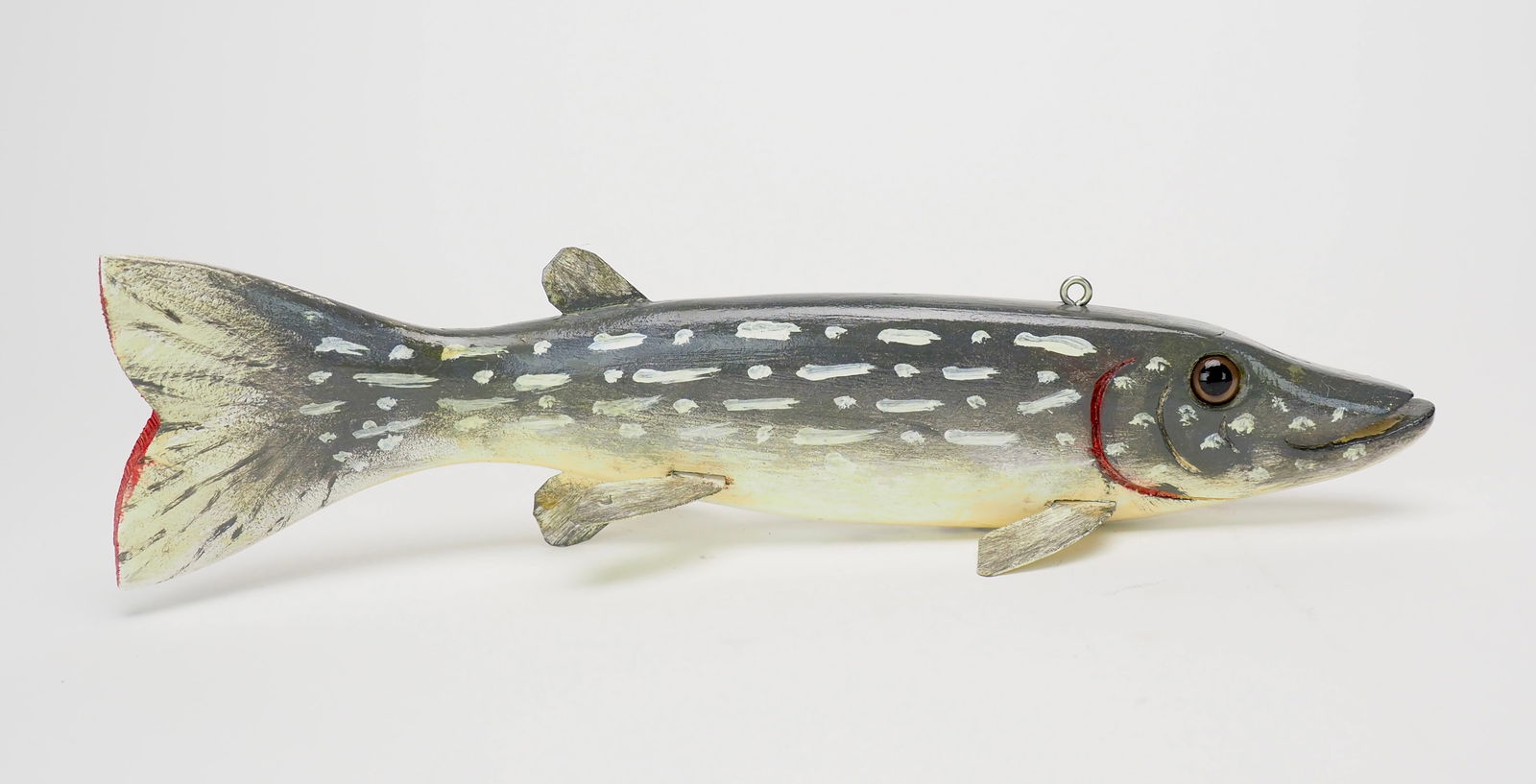 Pike Spear Fishing Decoy - George J. Aho: George J. Aho (1911-1994) Rapid City, Michigan 1986 12" long "Aho's decoys worked. They attracted fish. As a result, he was swamped with orders" ~ Gene Kangas (Hunting & Fishing Collectibles Nov/Dec 2