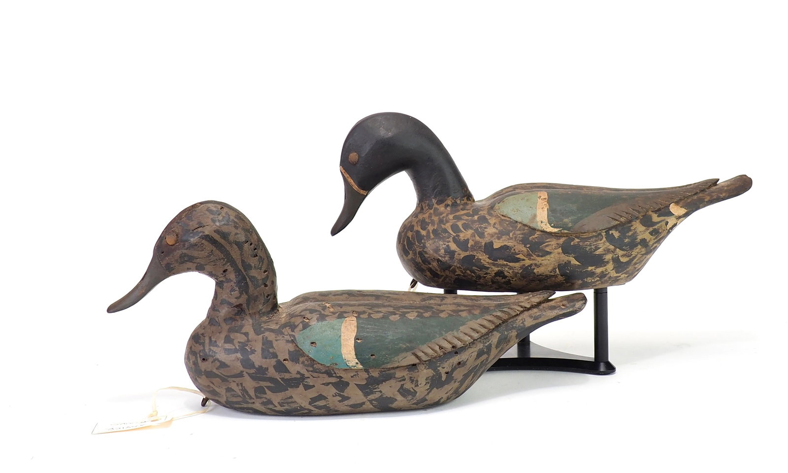 Xavier Bourg - Bluewing Teal Pair: Xavier Bourg Larose, LA 11.5" long Iconic Xavier style with incising along the raised wing edges. Both with carved bills and tack eyes. Provenance: Lew Heard Collection