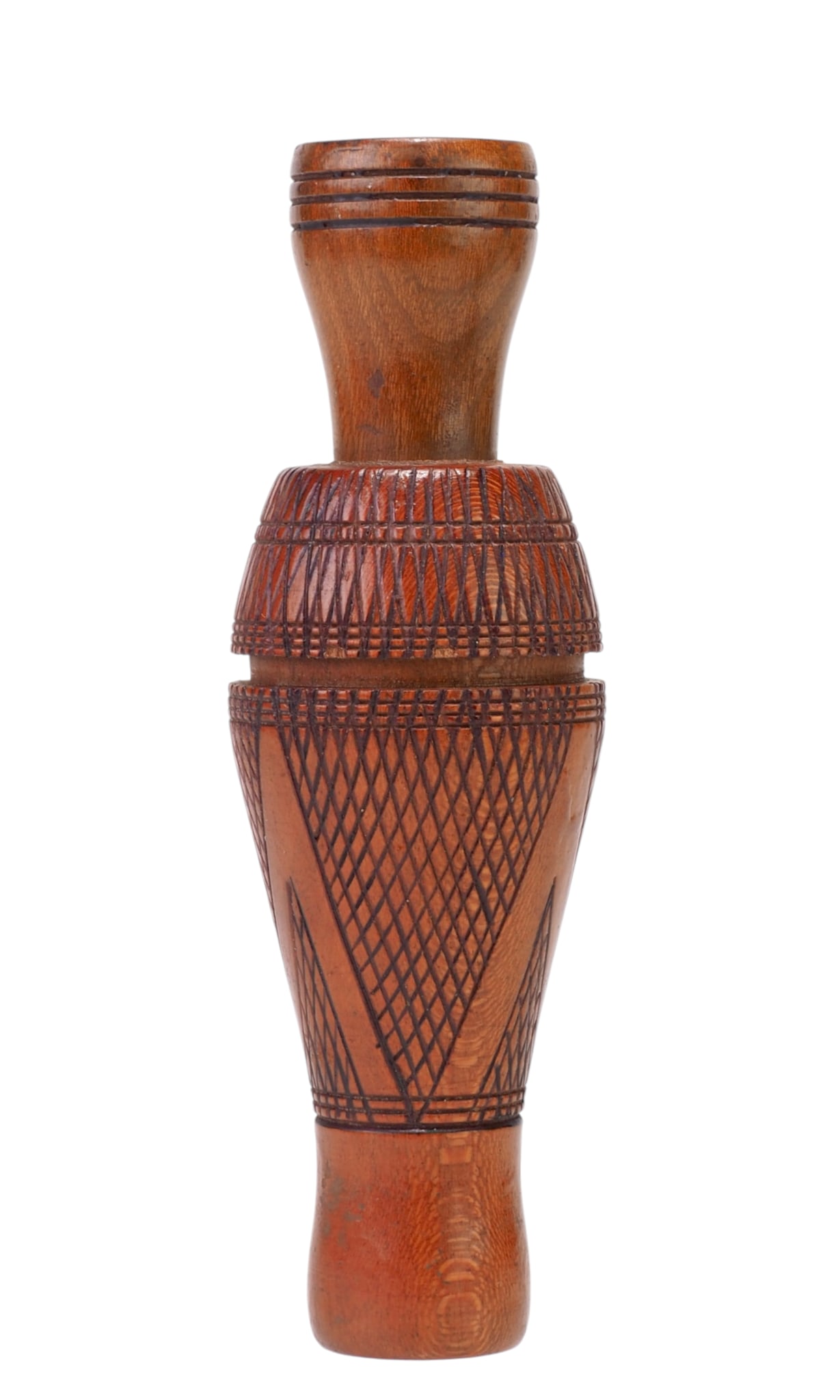 Clyde Hancock - Rare Checkered Duck Call: Clyde Hancock (1901-1960) Stuttgart, AR 5" long Hancock is revered as one of the major early Arkansas duck call makers. He worked as a guide, in addition to being a 1943 World Championship caller,
