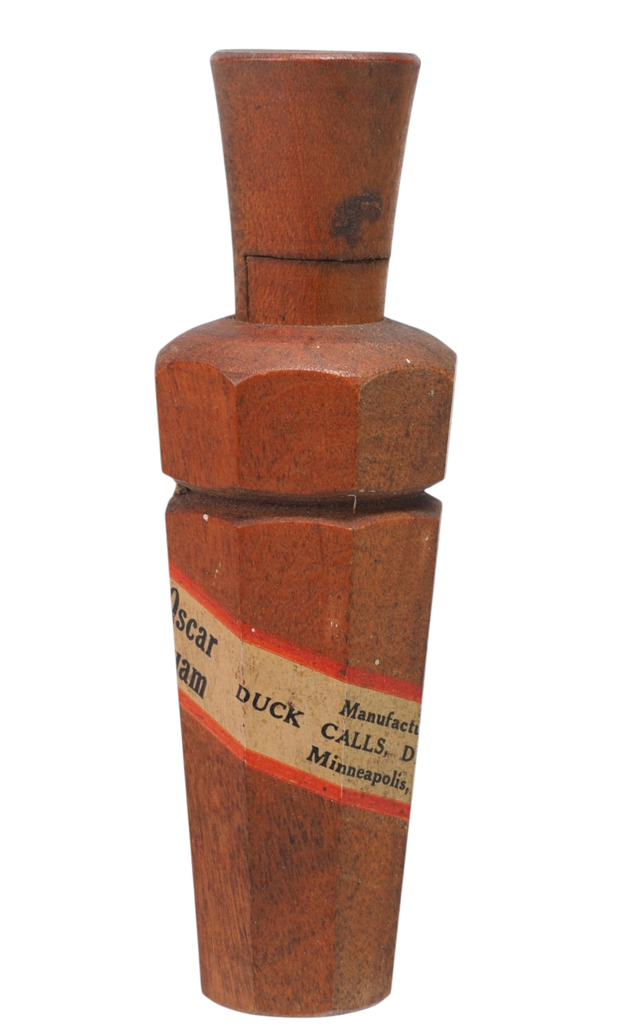 Oscar Quam - 8 Side long banner call: Oscar Quam (1887-1969) Minneapolis, MN 5" long The following 5 lots represent a unique timeline look at Oscar Quam calls and an opportunity to round out a complete collection. This example has a long