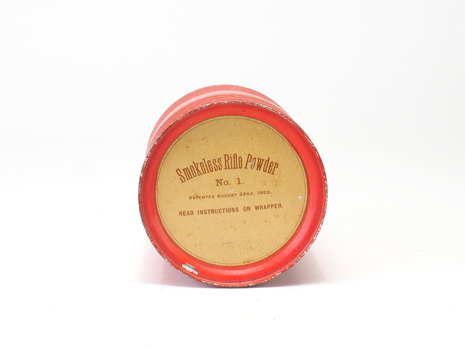 E.I. Du Pont Company - Smokeless Rifle Powder Red Shot Tin: E.I. Du Pont Company Wilmington, Delaware, c.1890s Roughly 3.75" tall by 3.25" wide