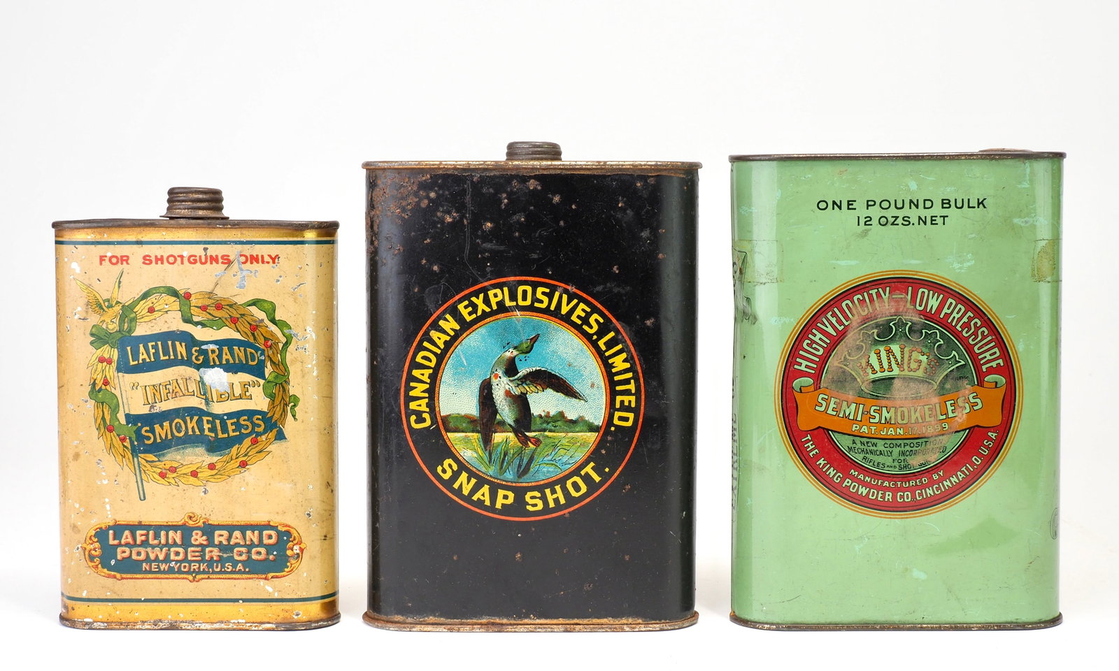 Three Powder Shot Tins - Laflin & Rand, Canadian Explosives Limited, King Powder Co. (1 of 6)