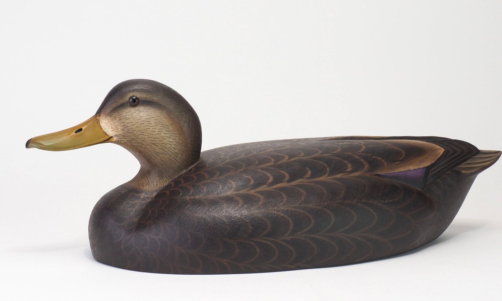 Marty Hanson - Black Duck Drake: Marty Hanson (b. 1965) Prior Lake, MN c.1996 17.5" Hollow carved. Content posture with the head resting into the shoulders. Faint rasping at back of head with tiny scratch paint on the face and neck