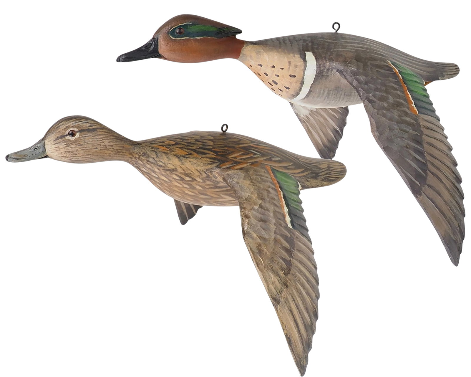 Mike Borrett - Flying Greenwing Teal Pair (1 of 11)