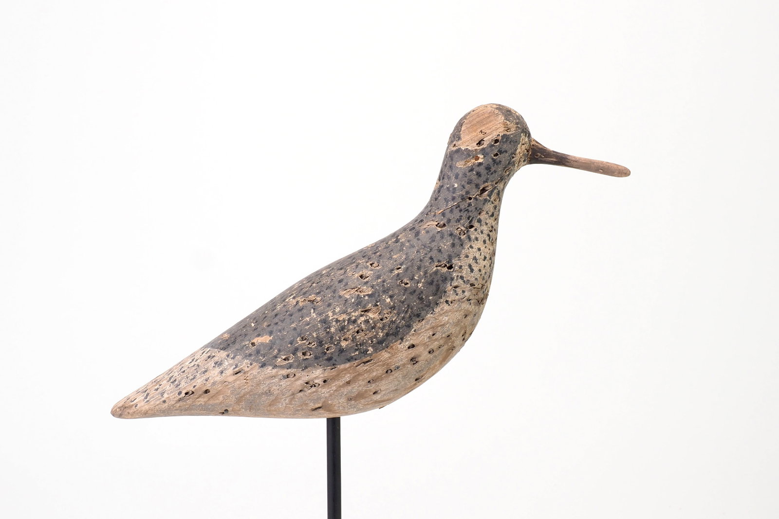 Verity Family - Black Bellied Plover: Verity Family Seaford, LI c.1890-1900 10" long Smooth body Condition: Original paint worn thin, chunk of head missing, portion of bottom missing, heavily hit by shot, replaced bill