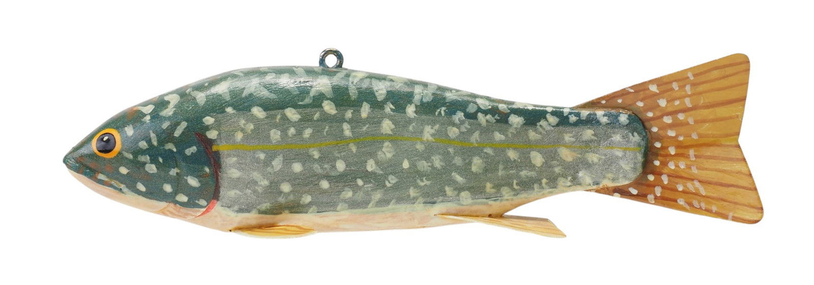John Fairfield - Trout Decoy: John Fairfield (1920-1995)Marenisco, MI c.19896" longSigned and dated on undersideFairfield was passionate about fishing and began carving his own spearing decoys as a teenager in the late 1930's.