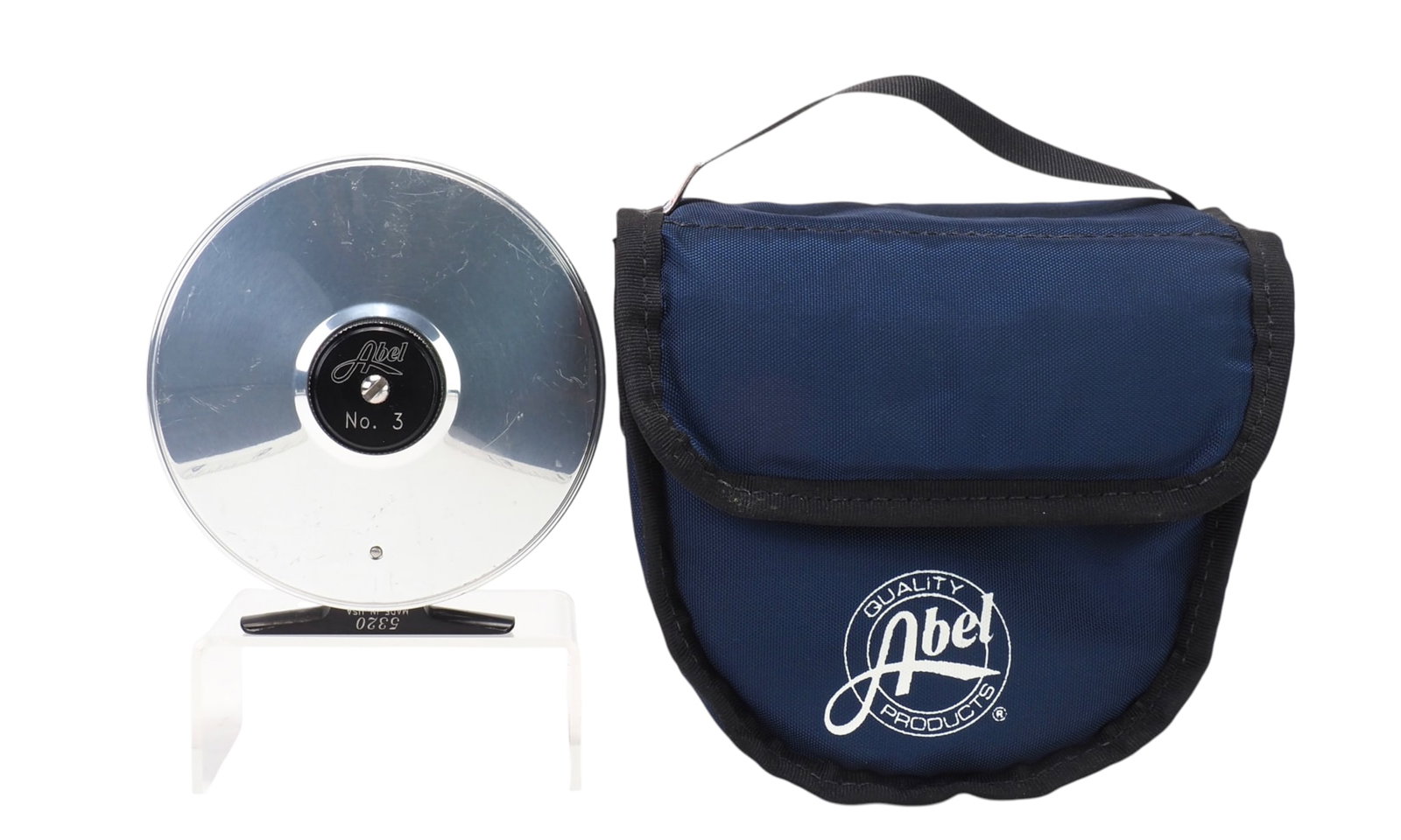 Abel - BG #3 Platinum Reel: Abel Reel Montrose, CO BG #3 Platinum Reel Comes with original bag, left reel Condition: Light scratch wear from use Provenance: Dennis Jenny Collection