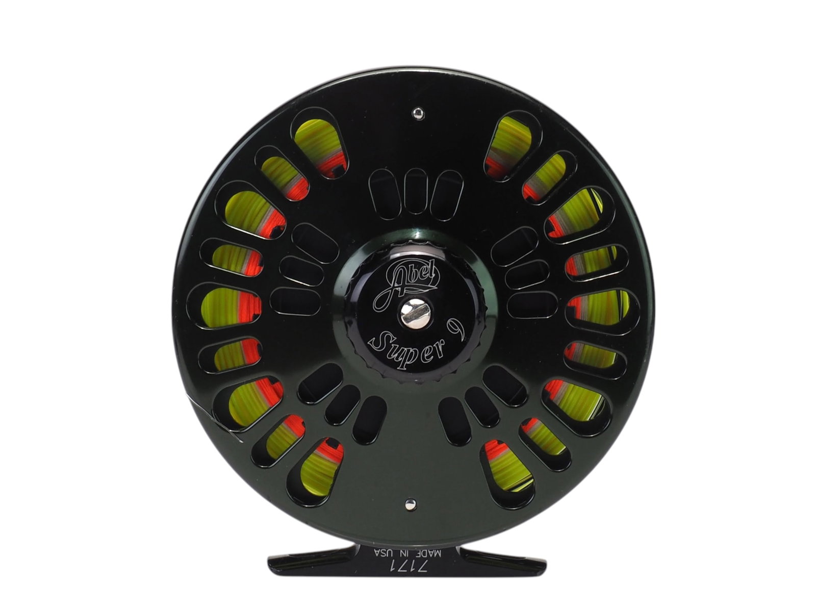 Abel - Super 9 Dark Green Reel: Abel Reel Montrose, CO Super 9 Dark Green Reel Comes with original bag, left reel Condition: Light scratch wear from use Provenance: Dennis Jenny Collection