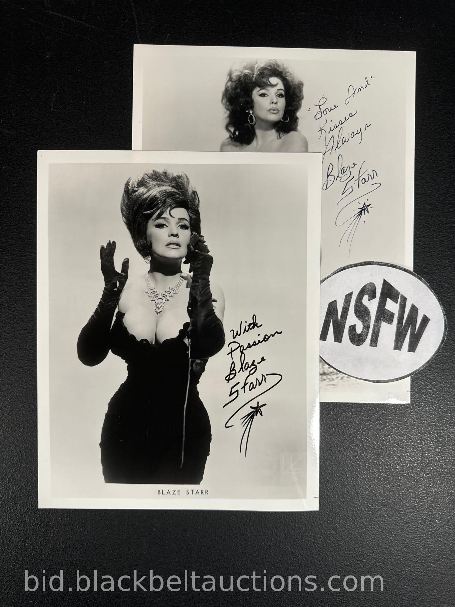 Two Signed Photos of Blaze Starr: Two signed and undedicated photos of Blaze Starr. Photo is NSFW is a nude image.