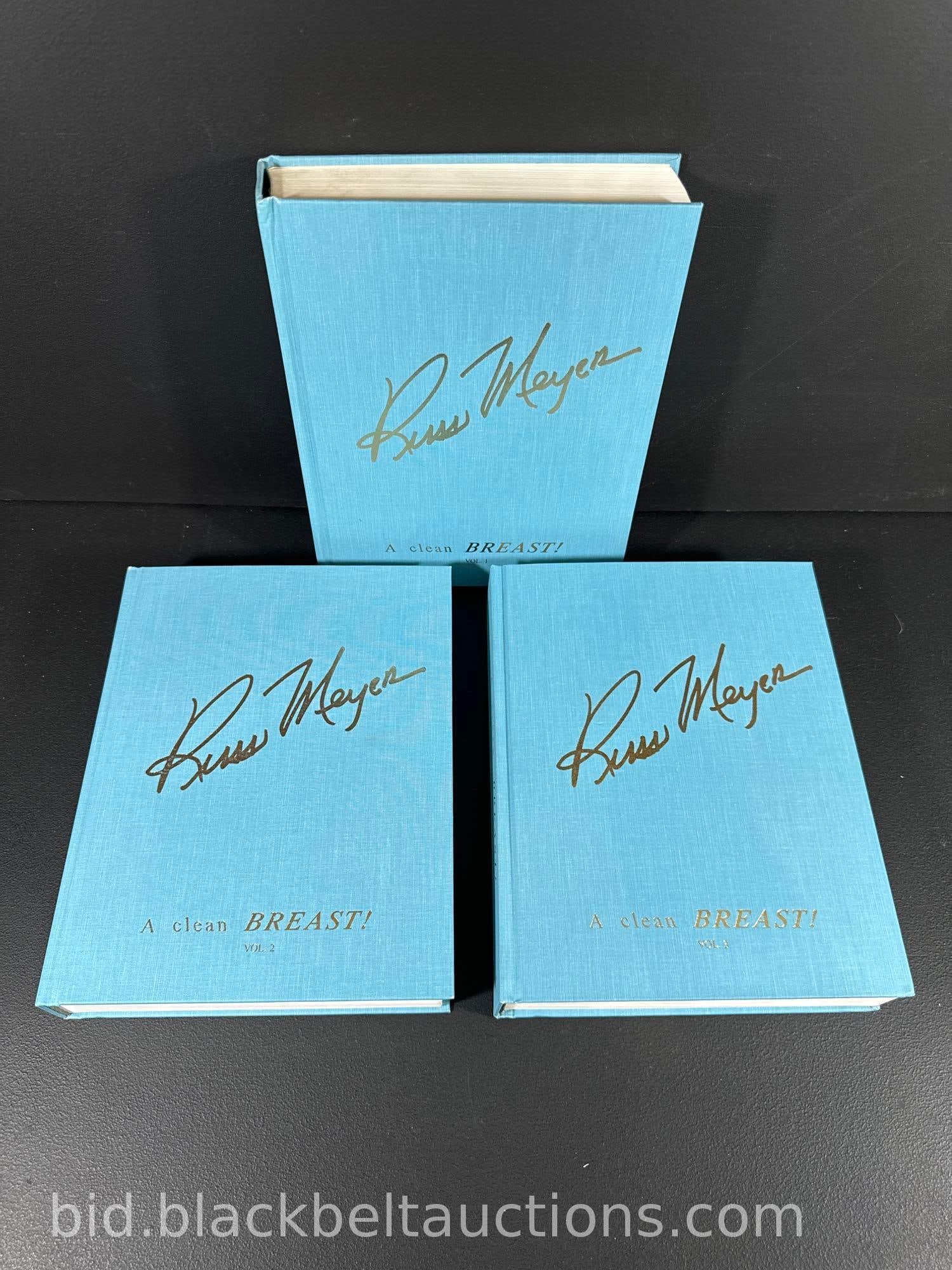 Book Set Russ Meyer “A Clean Breast”: Russ Meyer “A Clean Breast” First Printing 2000, three volume set. Minor wear. Books Have Adult Content