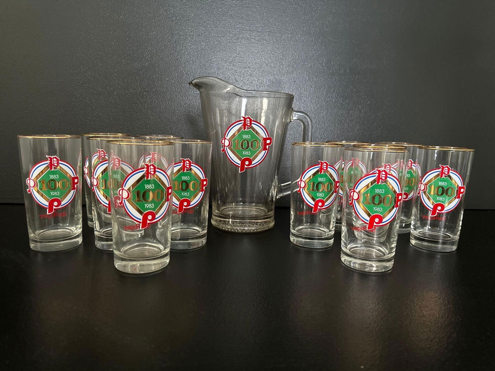 Phillies Pitcher & 12 Glass Set (1 of 10)