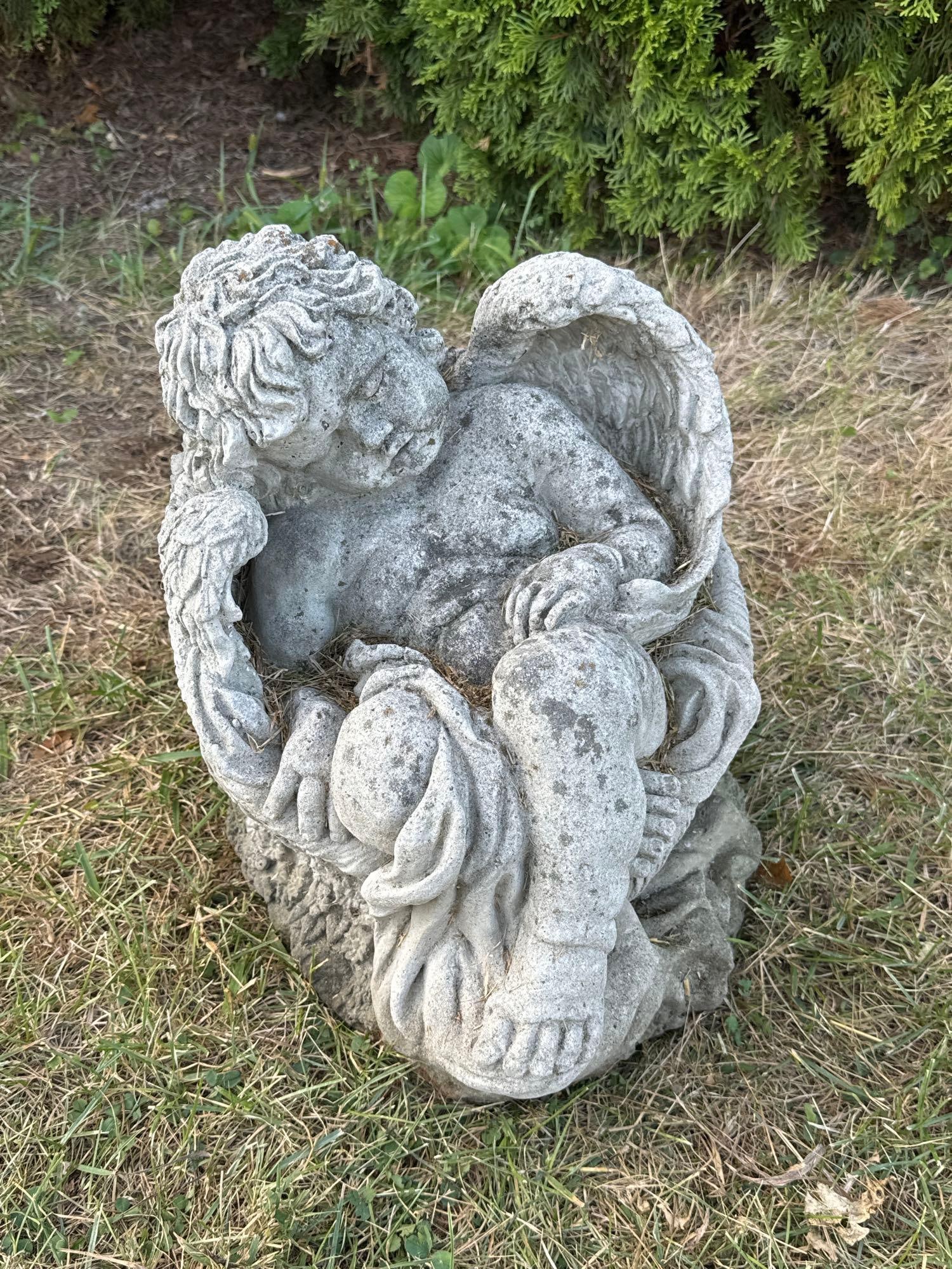 Seated Concrete Cherub Sculpture (1 of 4)