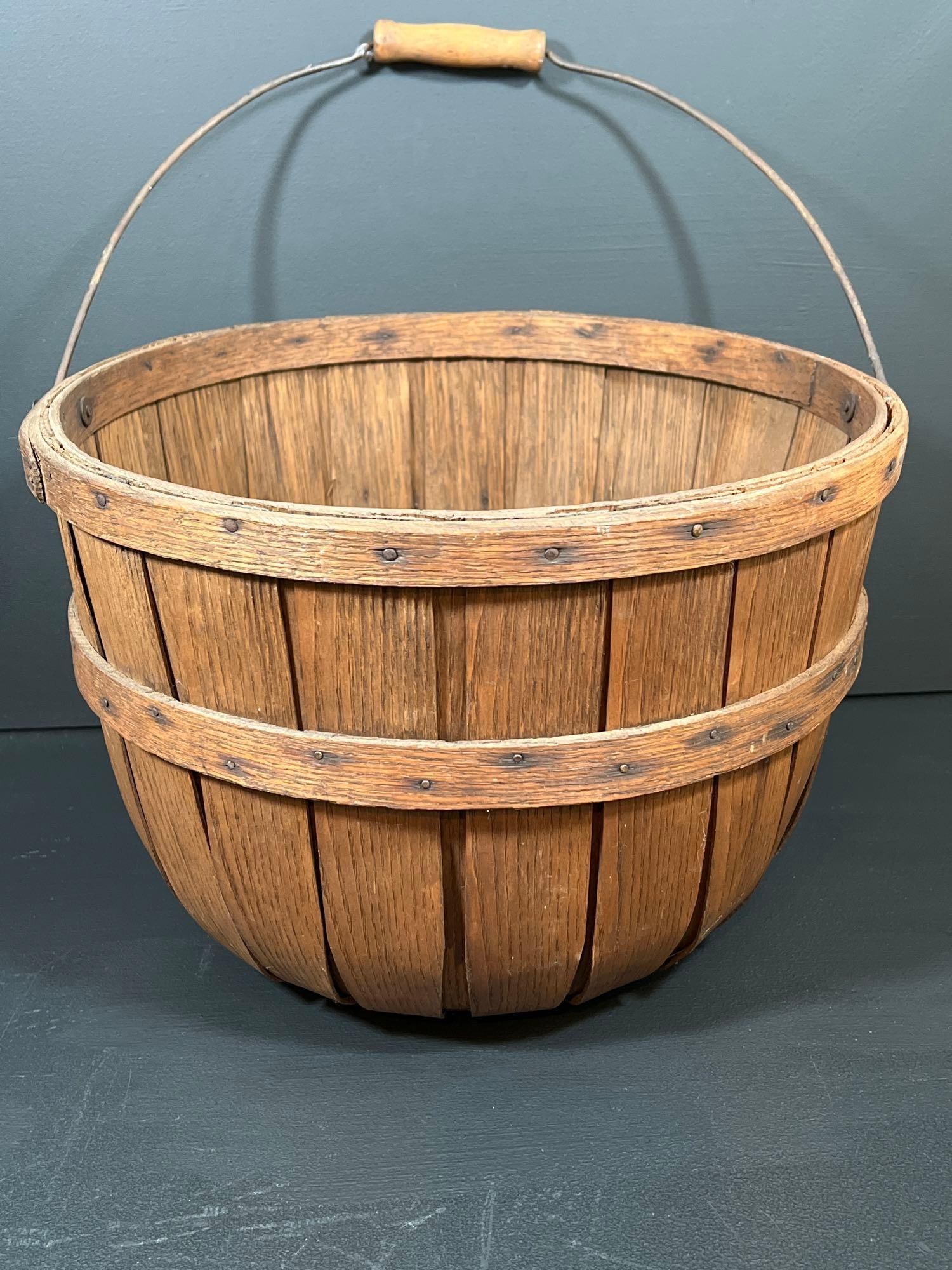 Antique Oak Splint Apple Basket (1 of 6)