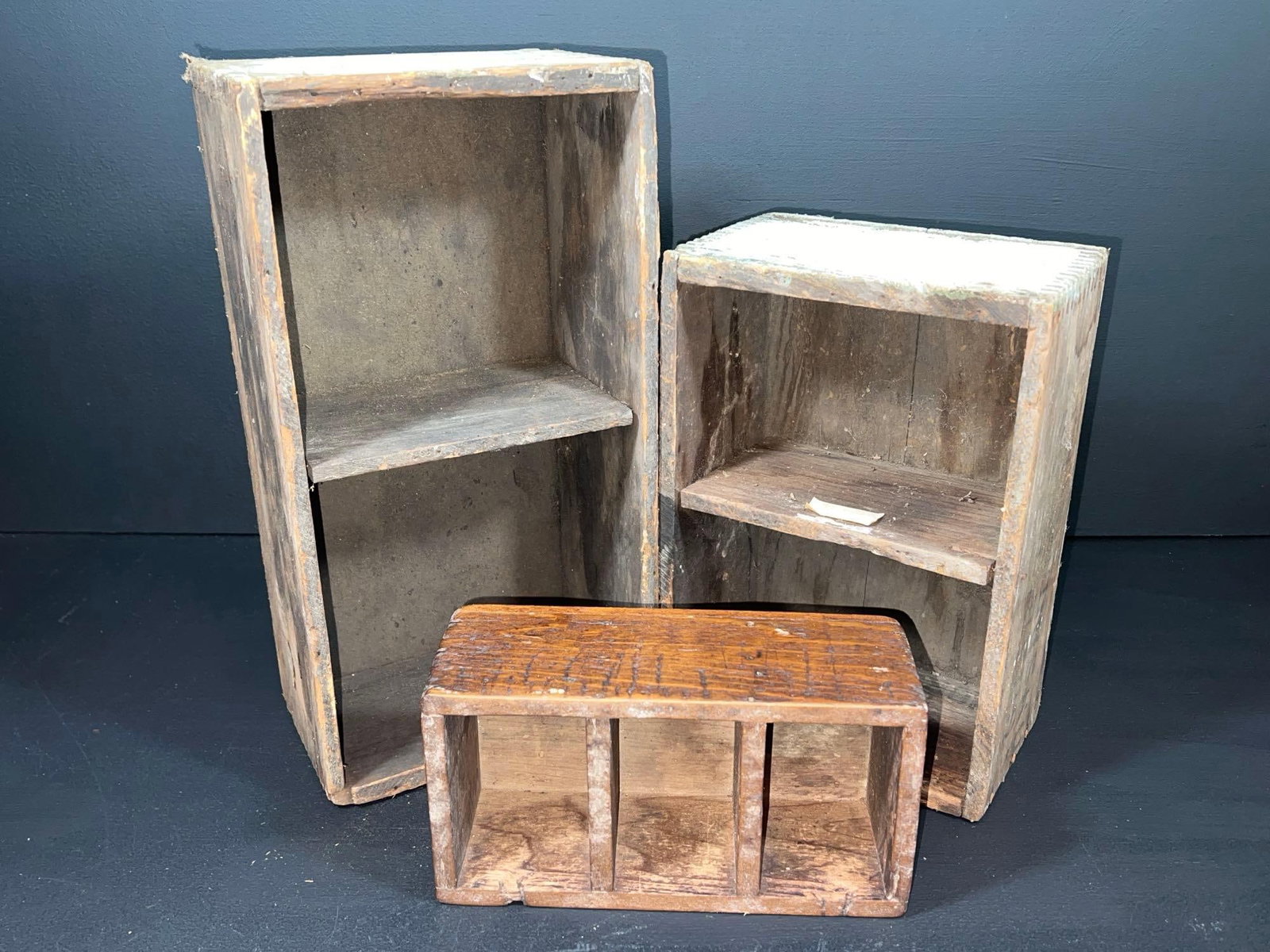 Three Primitive Divided Wood Boxes (1 of 13)