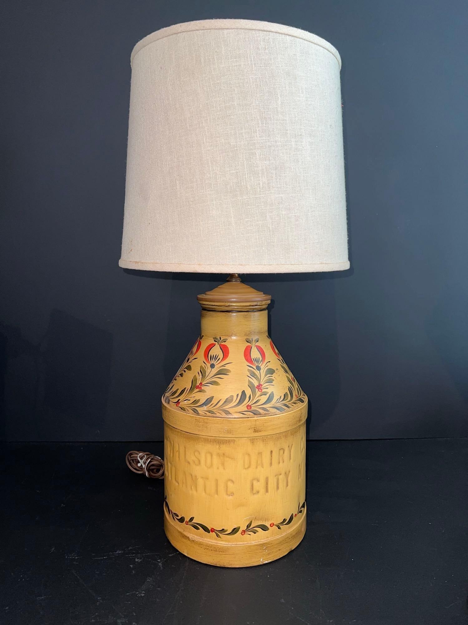 Tole Painted Wilson Dairy Co Milk Can Lamp (1 of 8)