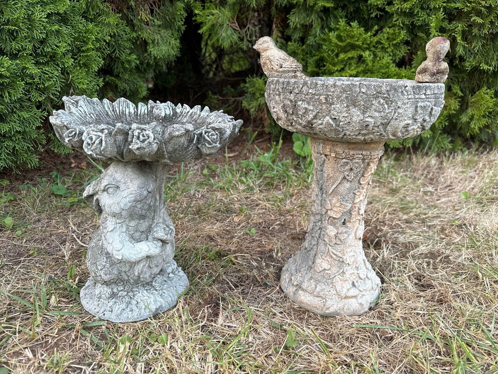 Two Small Concrete Bird Baths (1 of 7)