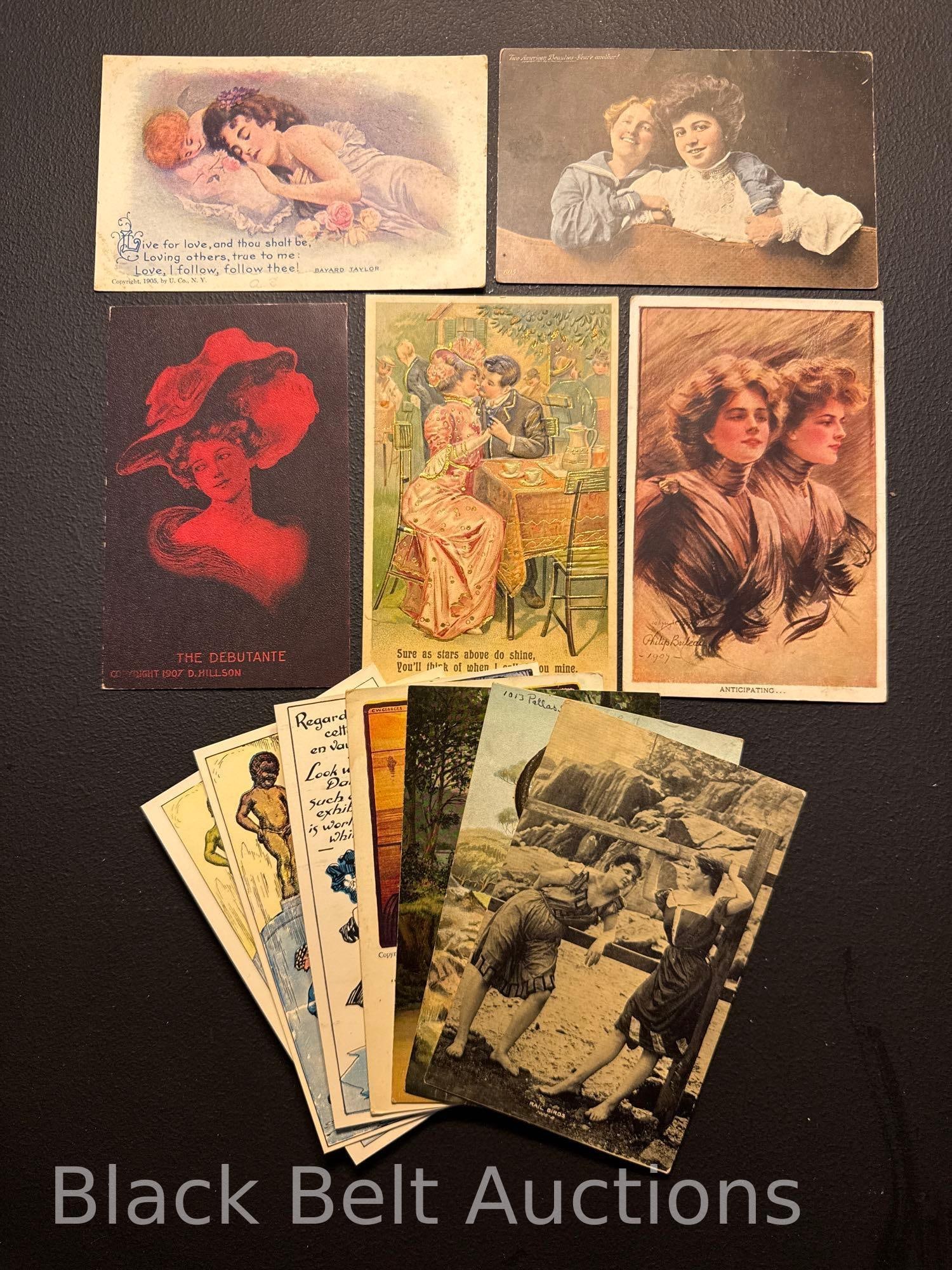 12 Vintage Post Cards with Women or Fountains (1 of 5)