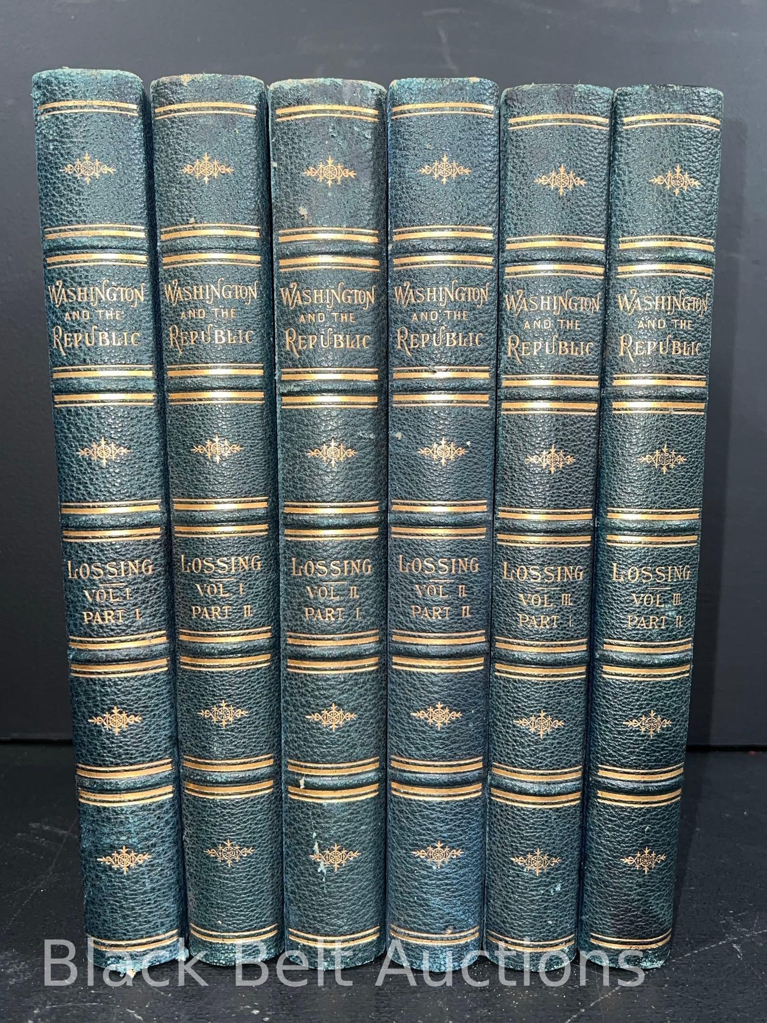 Book Set “Washington and the Am. Republic”: Book Set: “Washington and the American Republic” by Benson J. Lossing, published in 1904 by George Barrie & Sons Philadelphia, three volumes - each having two parts - six books in tota