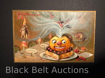 Victorian Raphael Tuck Halloween Post Card: Vintage Victorian Raphael Tuck Halloween post card from the “Hallowe’en Series No.150”. Some writing on the back of the card, and other minor wear.