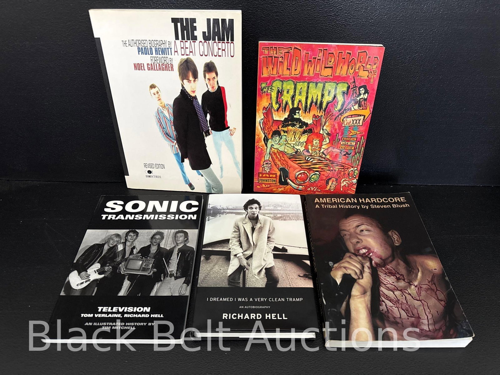 Punk Rock Books: Lot description: Lot to include “The authorized biography of The Jam: A beat concerto” by Paolo Hewitt, “The wild wild world of The Cramps” by Ian Johnston, “American Har