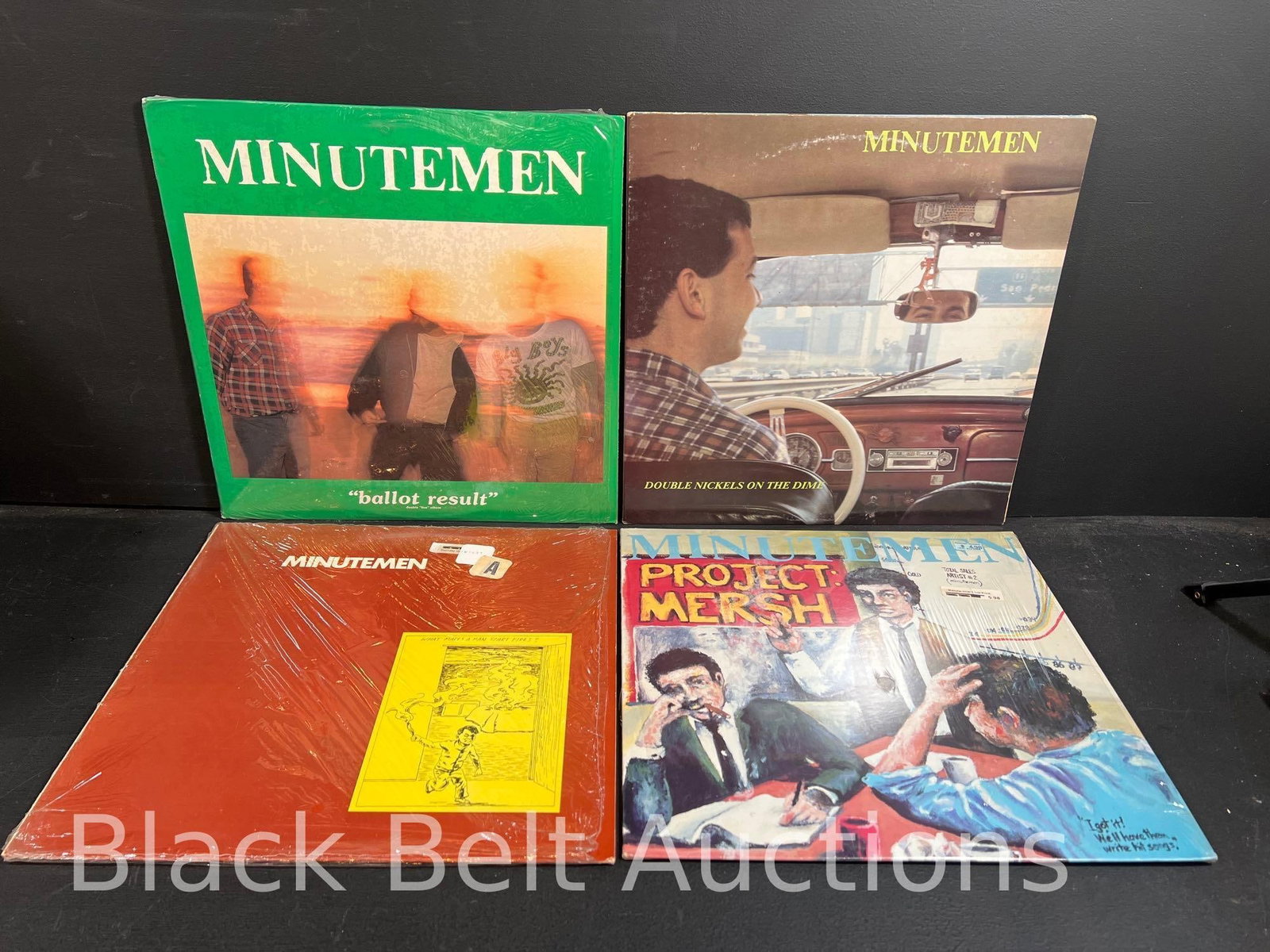 Four More Vintage Minutemen Vinyl Records: Lot description: Four more vintage Minutemen vinyl records to include: ”Ballot Result” is a double album that recorded actual ballot results from an insert in another album. It was pressed