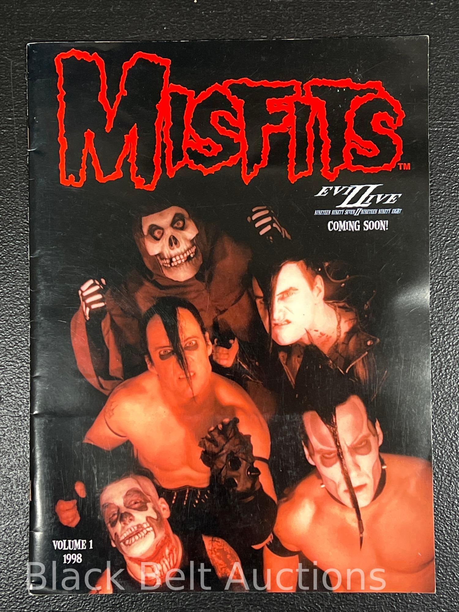 Vintage Misfits Tour Book 1998: Lot description: Vintage 1998 Misfits tour book "Evil Live" Volume 1. Creasing on the spine and other wear. Comes with "Fiend Club" insert. Additional sale info: Additional sale info: Please see Lots 