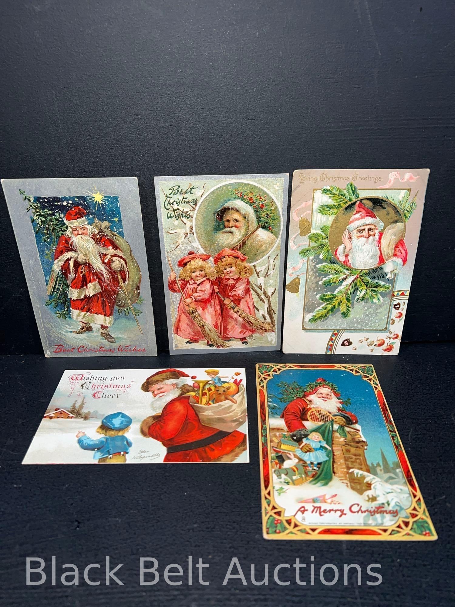 Five Vintage Christmas Post Cards - Tuck & More (1 of 2)