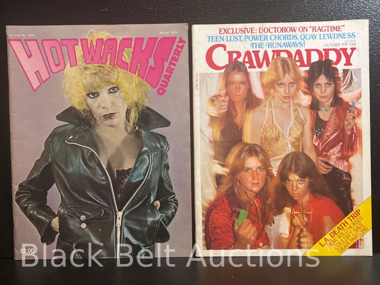 Vintage Magazines Featuring Wendy O. & Runaways: Lot description: Vintage magazines featuring Wendy O. Williams and The Runaways to include: Hot Wacks Quarterly Volume 1, Number 1 Winter 1979, Wendy O. Williams on the cover Ctawdaddy October 1976,