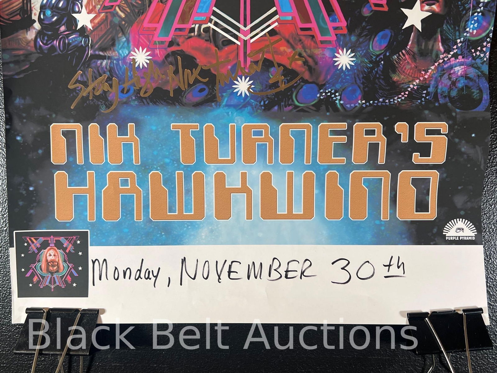 Nik Turner Signed Hawkwind Concert Poster - 2