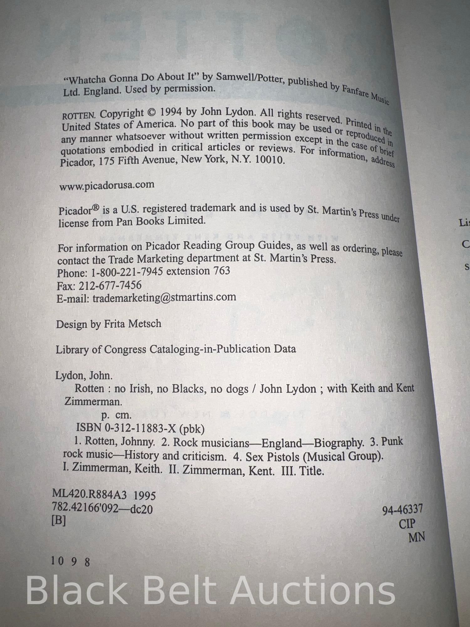 Johnny Rotten Signed Book - 4