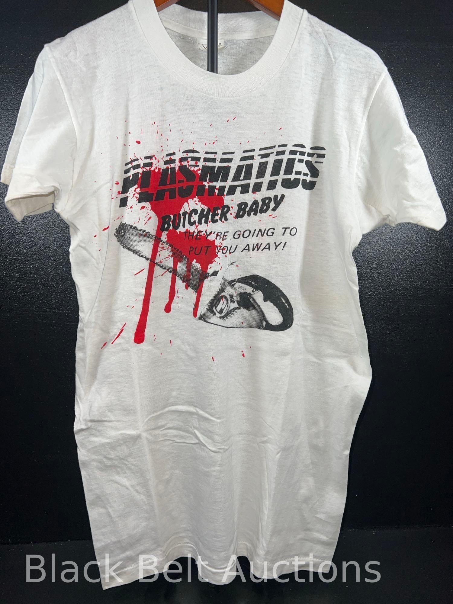 Vintage Single Stitched Plasmatics T-Shirt M: Lot description: Vintage single stitched Plasmatics "Butcher Baby" 100% cotton t-shirt in medium size made by Screen Stars. It measures 17 inches armpit to armpit and 27 inches high. Additional sale i