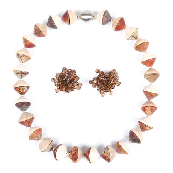 Vintage modern designer beaded necklace with polished (1 of 5)