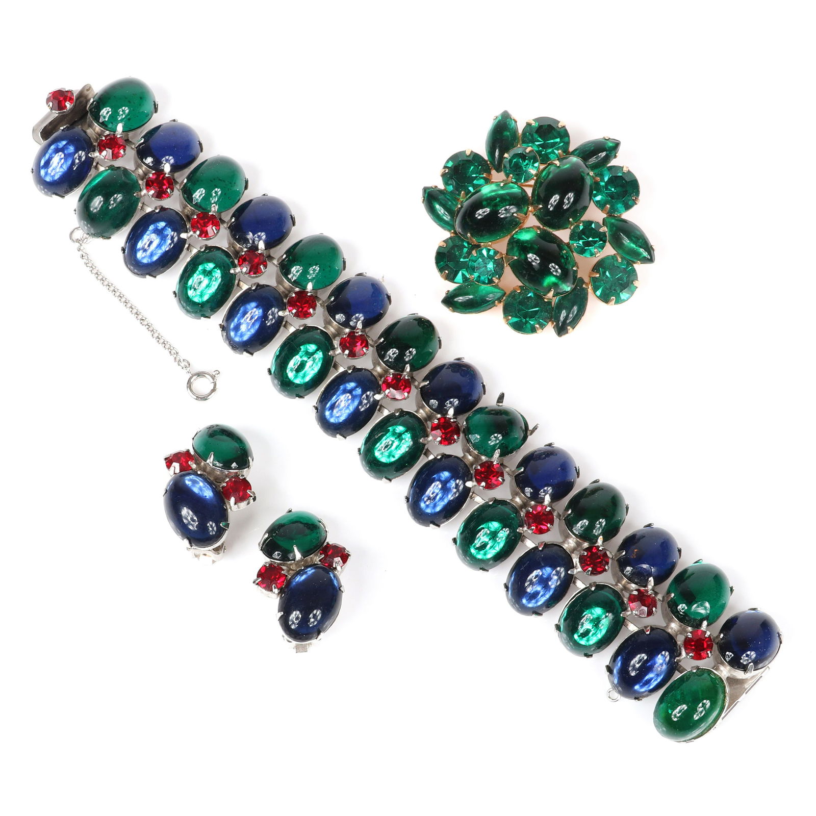 Vintage jewel tone 3pc large jelly cabochon group: (1 of 6)