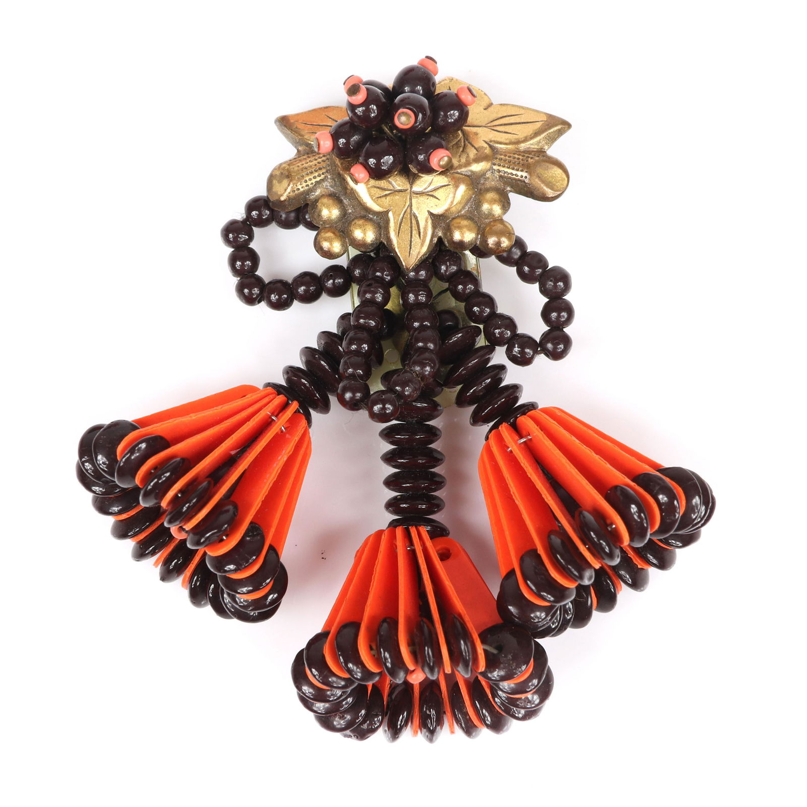 Unsigned early Miriam Haskell pin clip with orange (1 of 3)