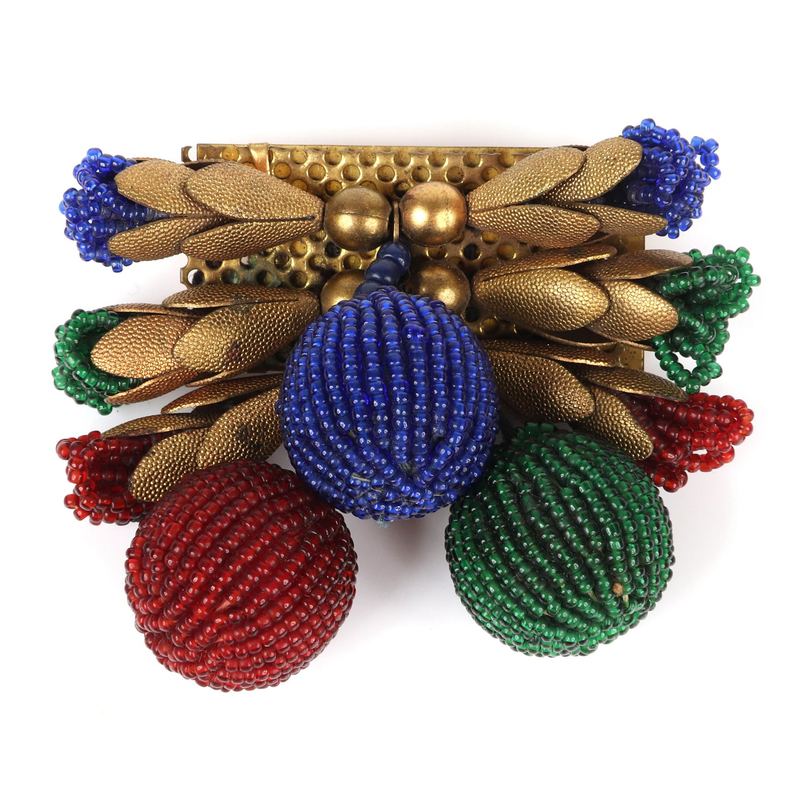 Miriam Haskell? Deco unsigned early pin with brass (1 of 3)