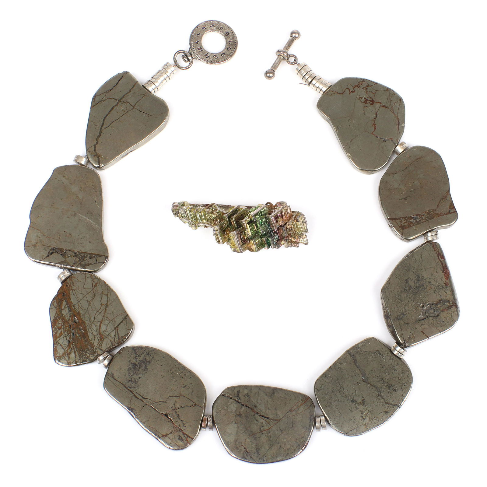 Charles Albert designer beaded hematite stone sliver (1 of 5)