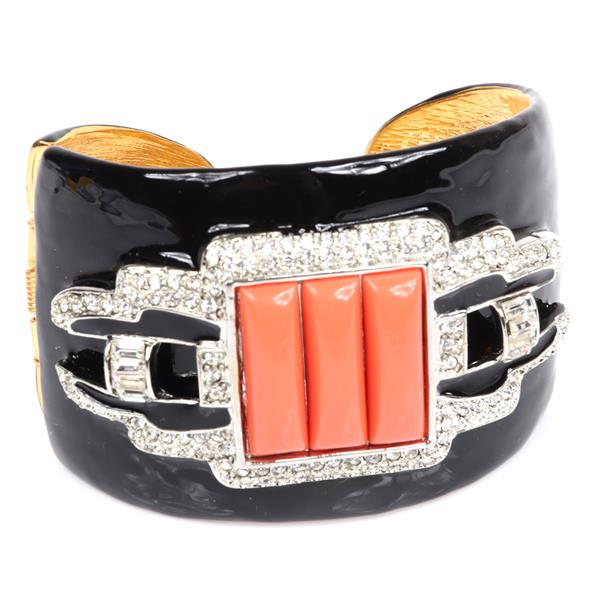 Kenneth Jay Lane (KJL) designer black enamel Art Deco (1 of 3)
