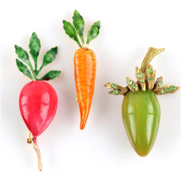 Three Original by Robert signed 1940s vegetable pins; (1 of 10)