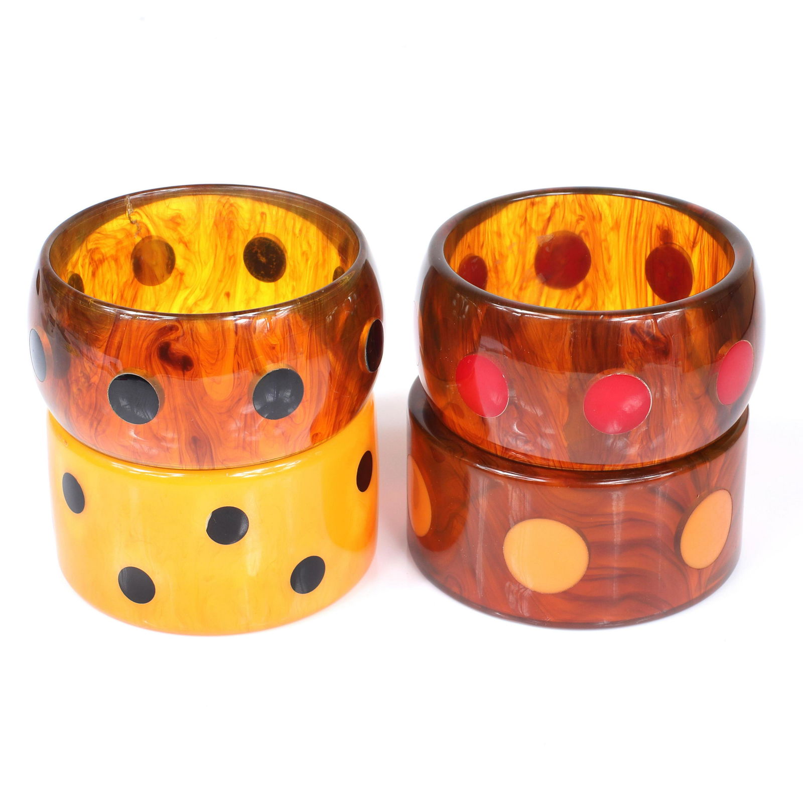 Four modern artisan Bakelite and resin Wide polka dot (1 of 5)