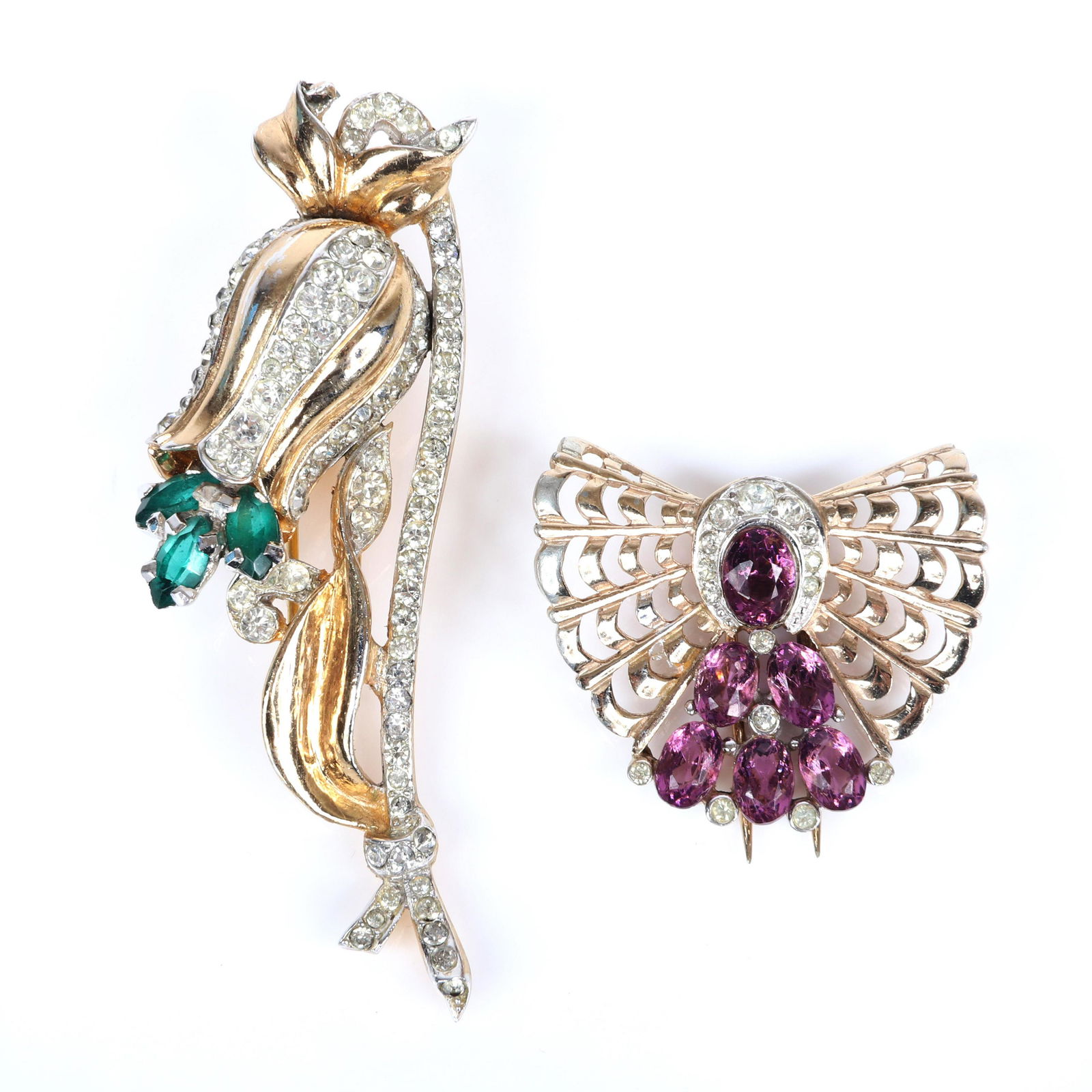 Two vintage retro dress pin clips: MB Boucher angel fan (1 of 5)