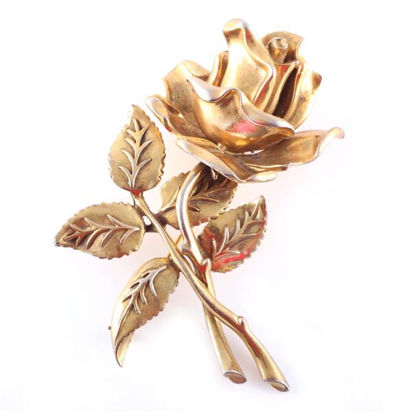 Eisenberg Original LARGE gold tone dimensional rose (1 of 4)