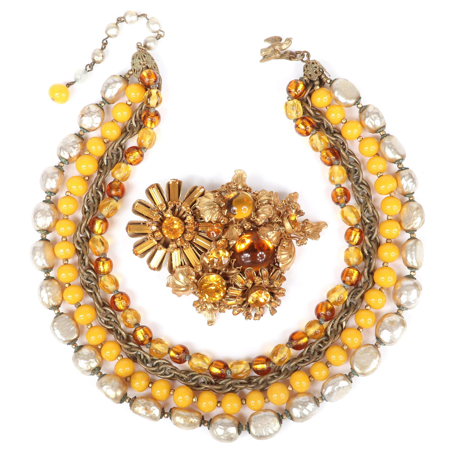 Miriam Haskell 4-strand necklace with faux pearls, (1 of 6)