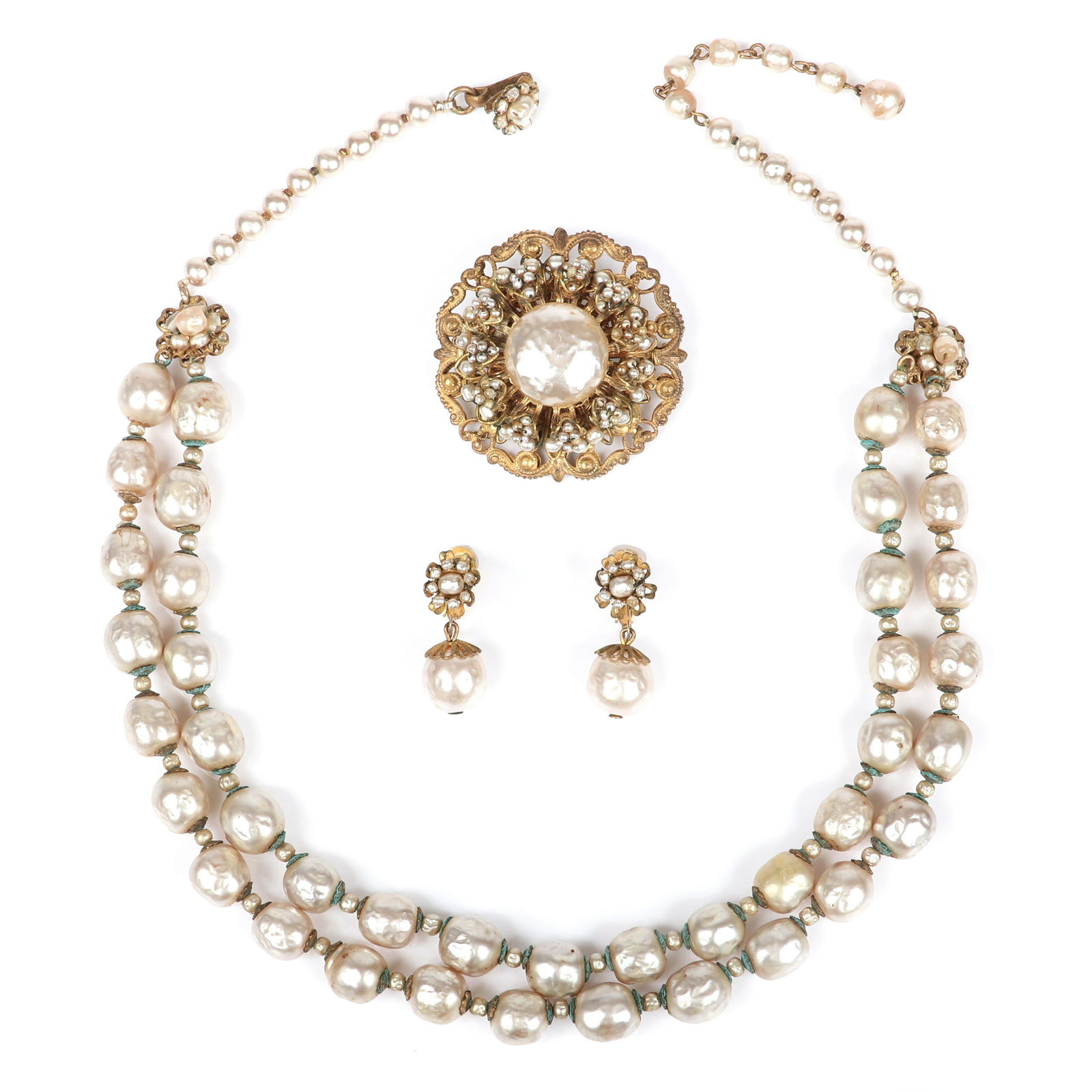 Miriam Haskell champagne Baroque pearl group: double (1 of 6)