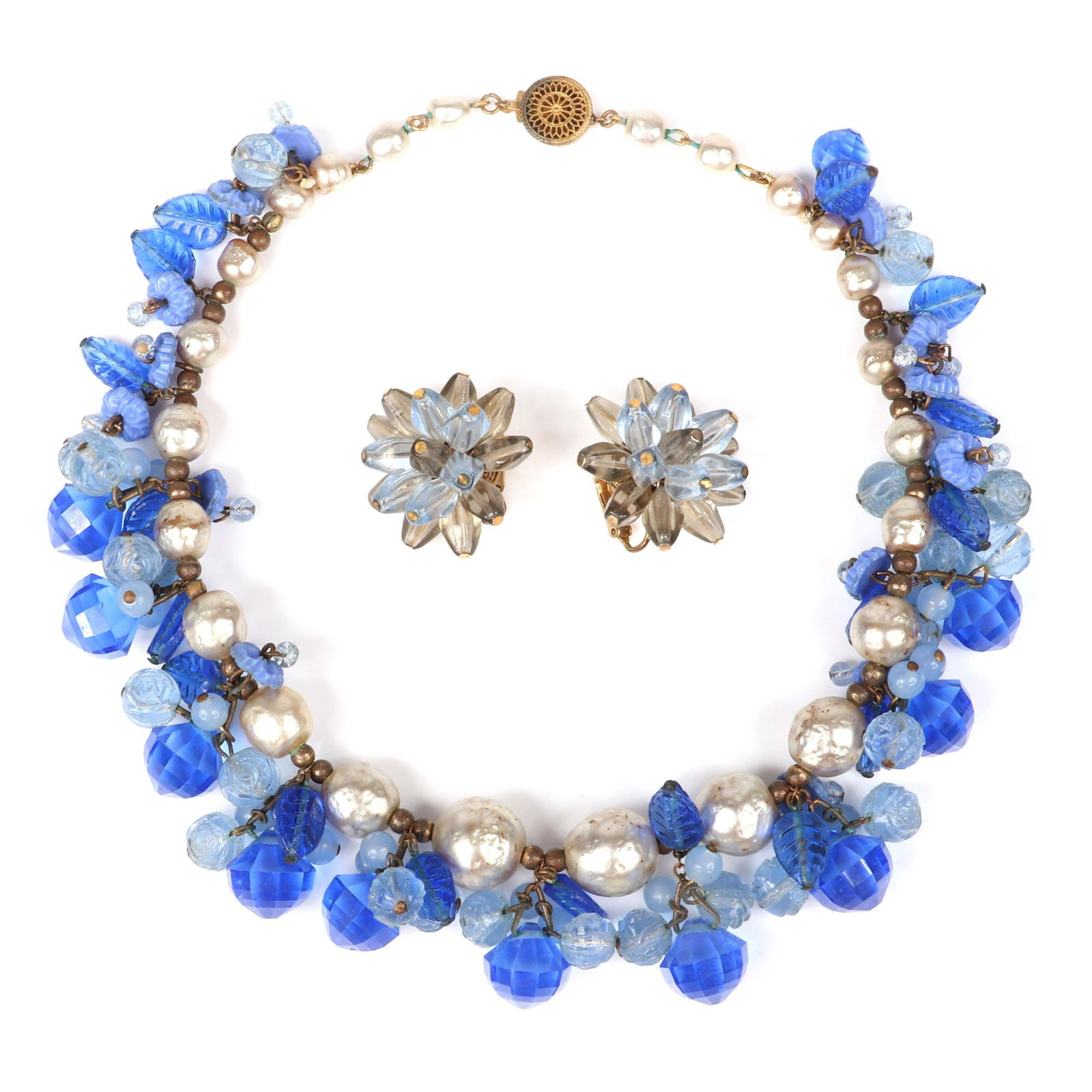 Miriam Haskell collar necklace with silver graduated (1 of 6)