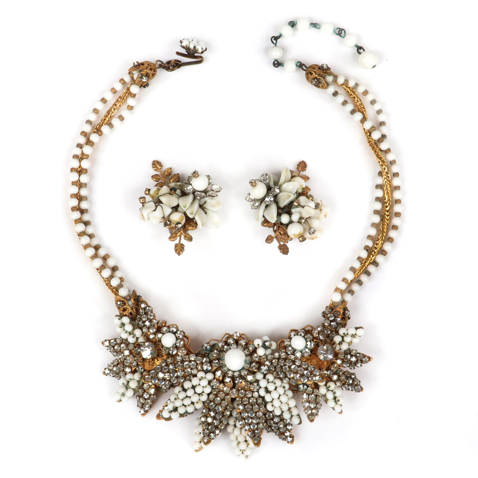 Miriam Haskell 2pc group: three strand chain and white (1 of 6)