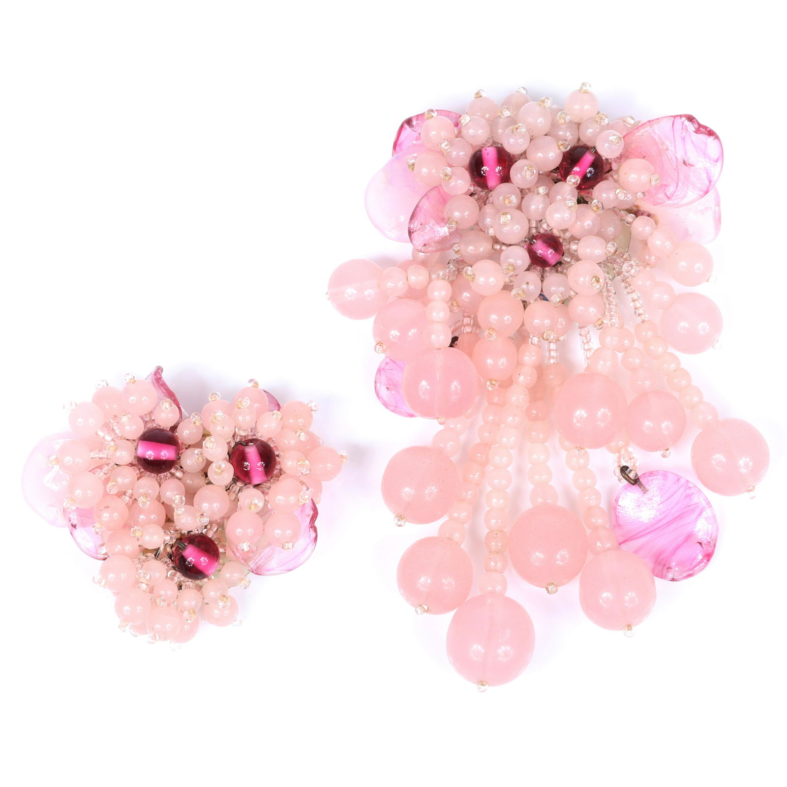 Miriam Haskell two early unsigned pin clips with light (1 of 4)