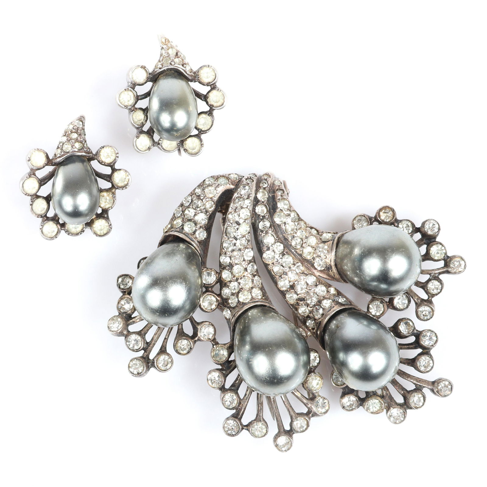 Eisenberg Original sterling demi-parure fur clip with (1 of 7)