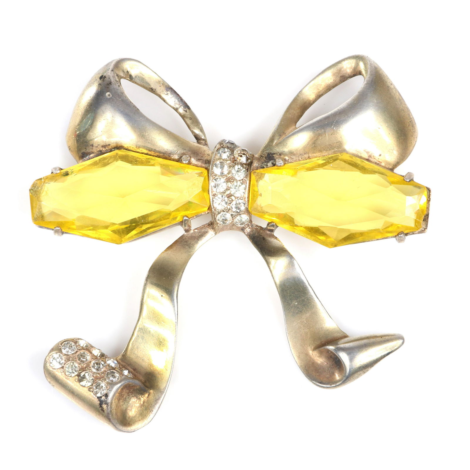 Eisenberg Original golden bow brooch with gold wash, (1 of 4)